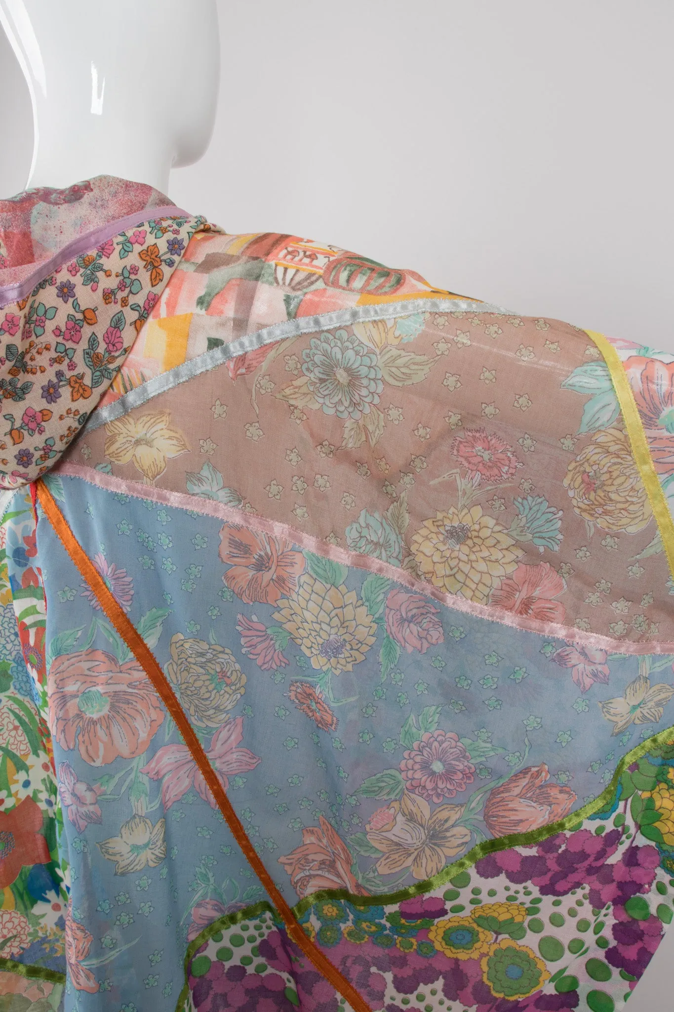 Hooded Floral Patchwork Poncho
