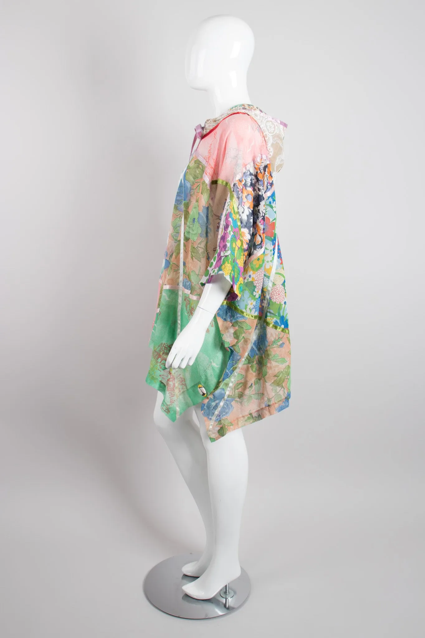 Hooded Floral Patchwork Poncho