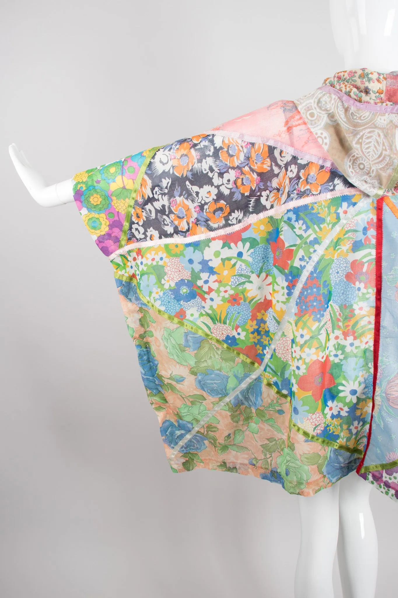 Hooded Floral Patchwork Poncho