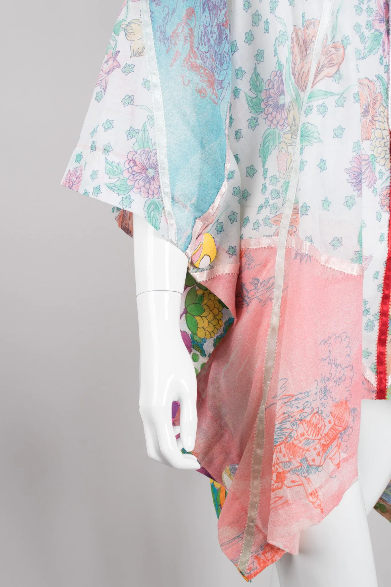 Hooded Floral Patchwork Poncho