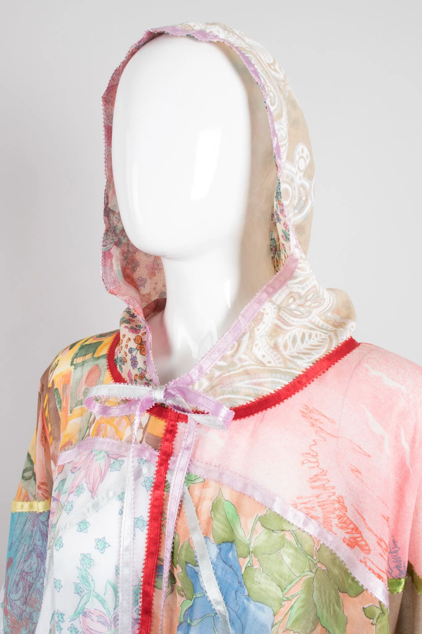 Hooded Floral Patchwork Poncho