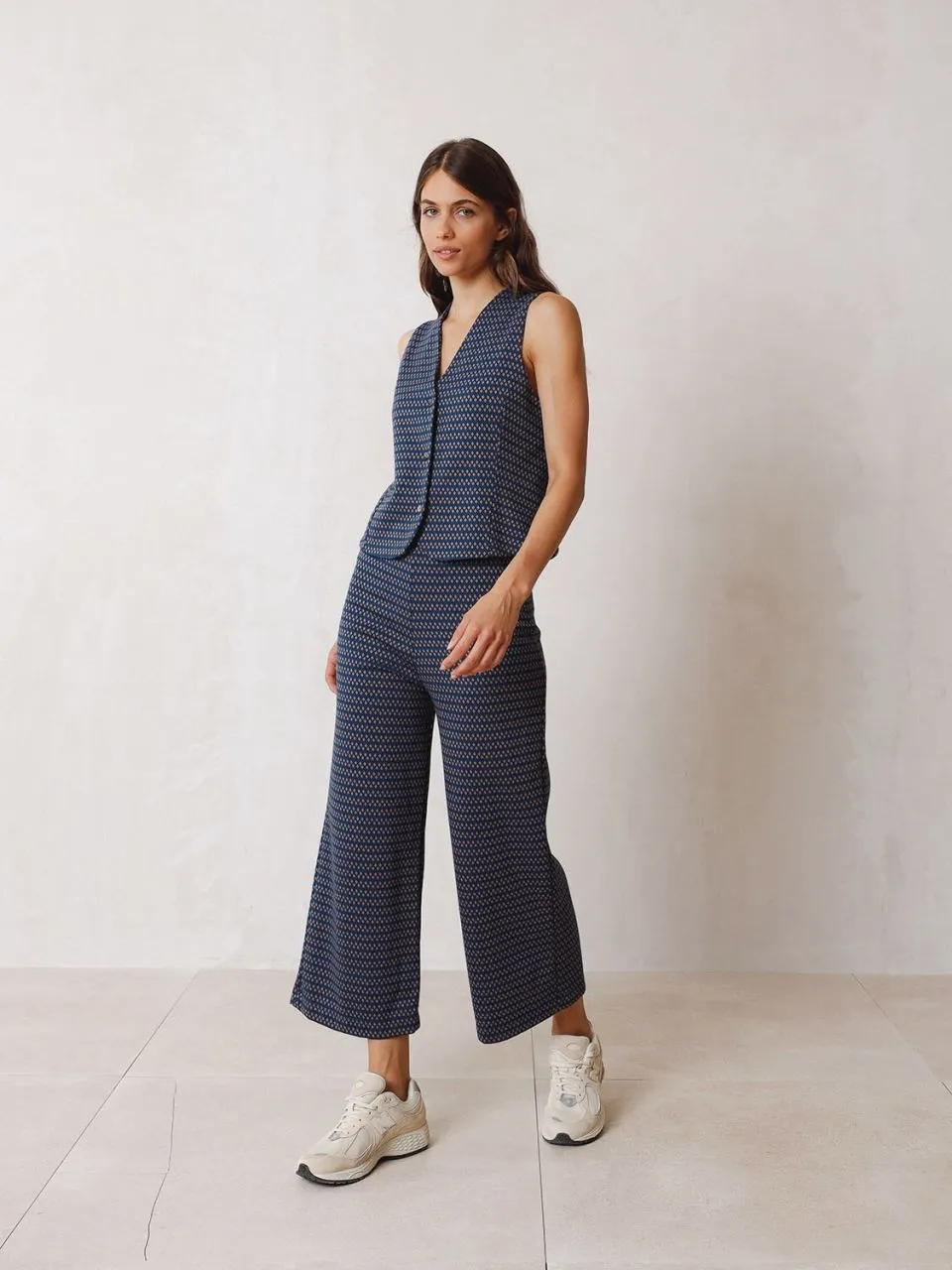 Indi & Cold James knitted jacquard trouser Azul