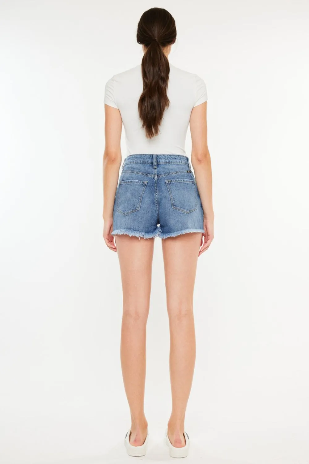 Janelle High Rise Raw Hem Distressed Denim Shorts