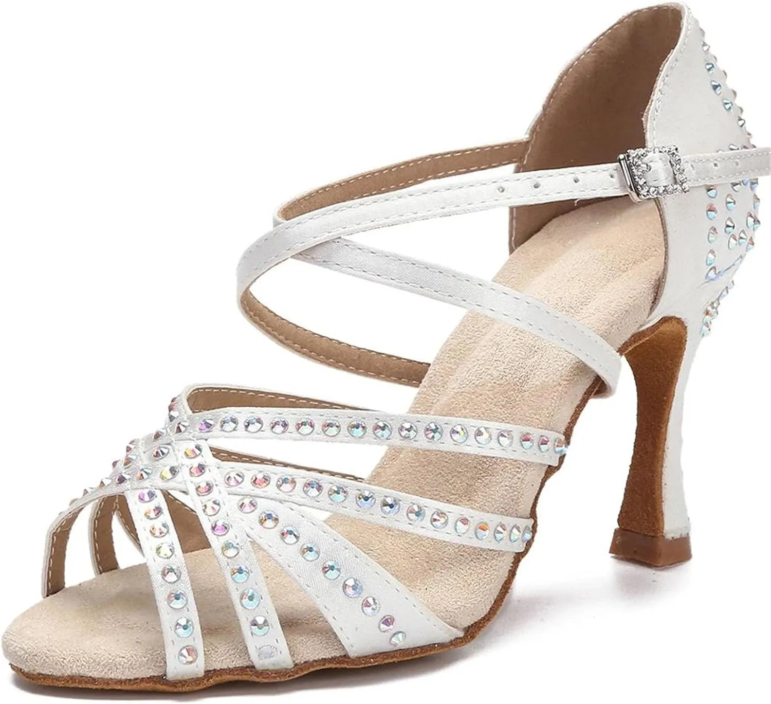 Ladies Samba Training Sandals - Ballroom Tango/Rumba Party Heels (8.5CM/3.35")