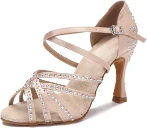 Ladies Samba Training Sandals - Ballroom Tango/Rumba Party Heels (8.5CM/3.35")
