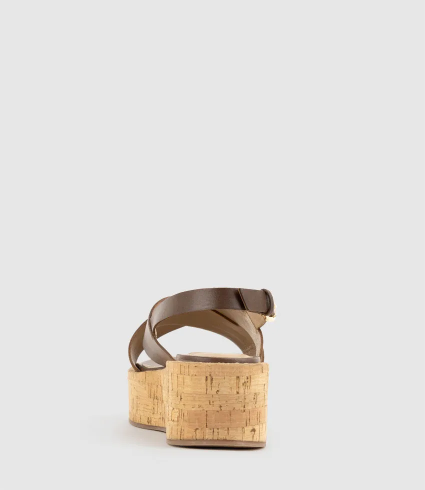 LESSA Crossover Sandal on Unit in Brown
