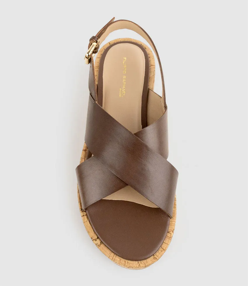 LESSA Crossover Sandal on Unit in Brown