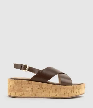 LESSA Crossover Sandal on Unit in Brown
