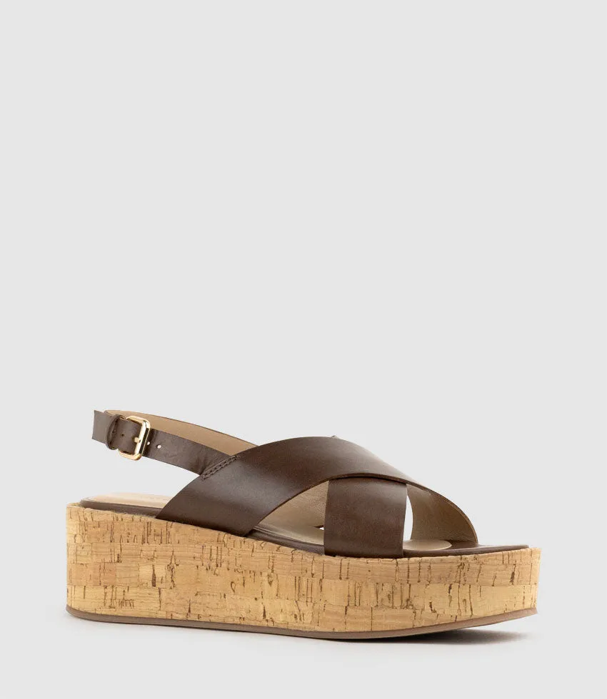 LESSA Crossover Sandal on Unit in Brown