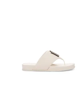 Logo cream nappa leather toe-post sandals