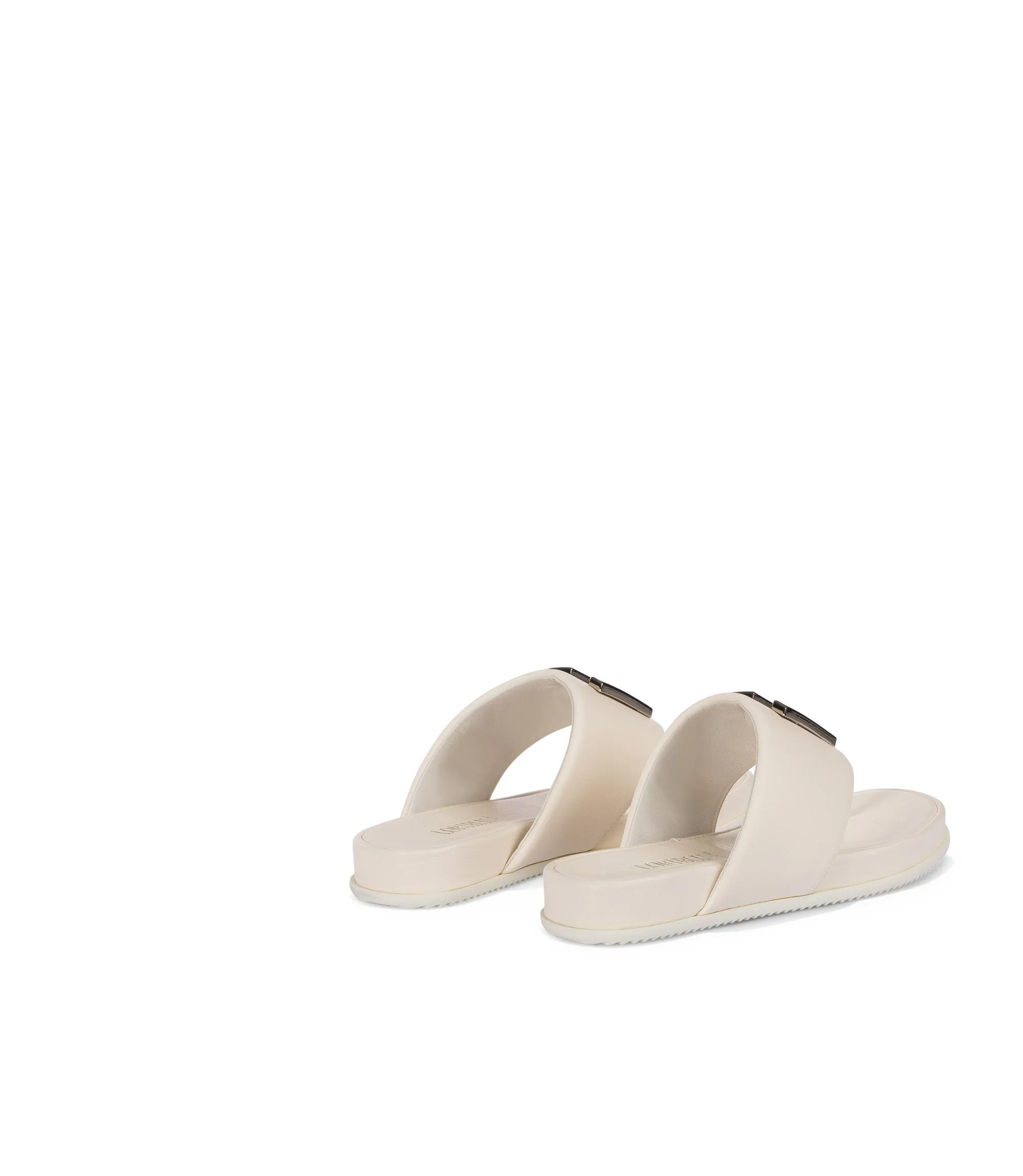 Logo cream nappa leather toe-post sandals