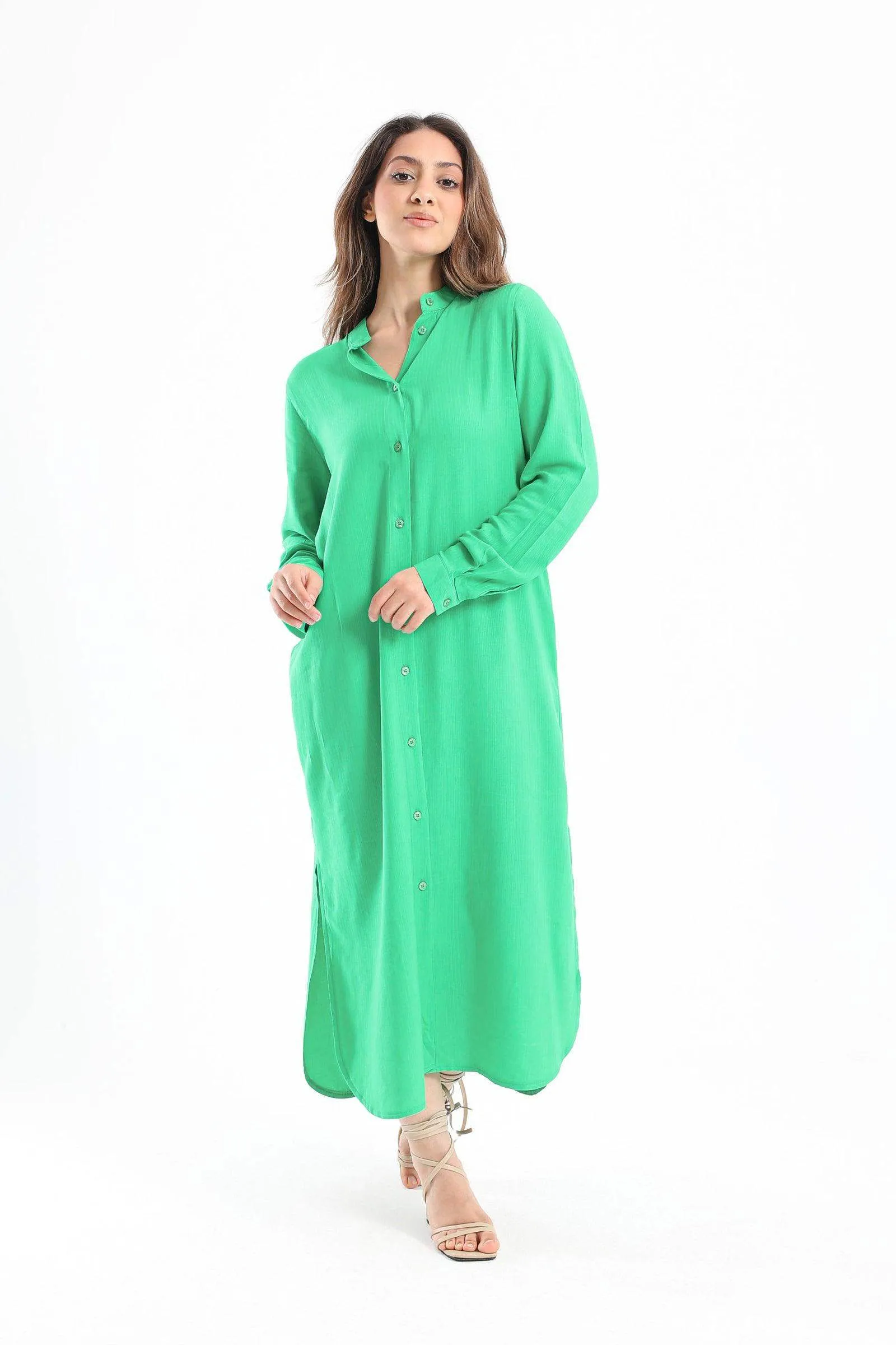 Mandarin Collar Shirt Dress