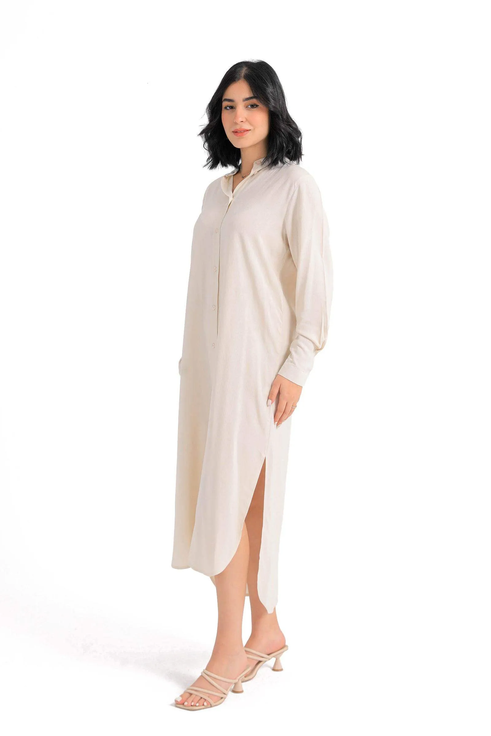 Mandarin Collar Shirt Dress