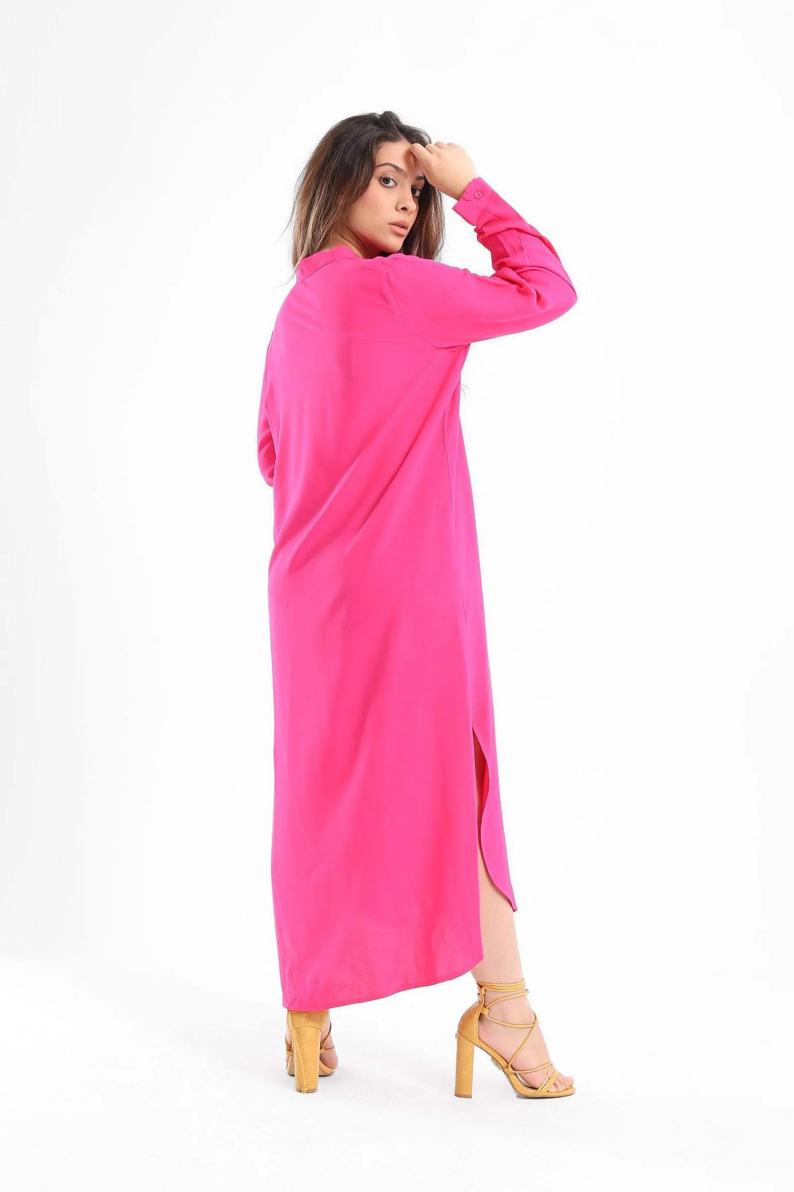 Mandarin Collar Shirt Dress