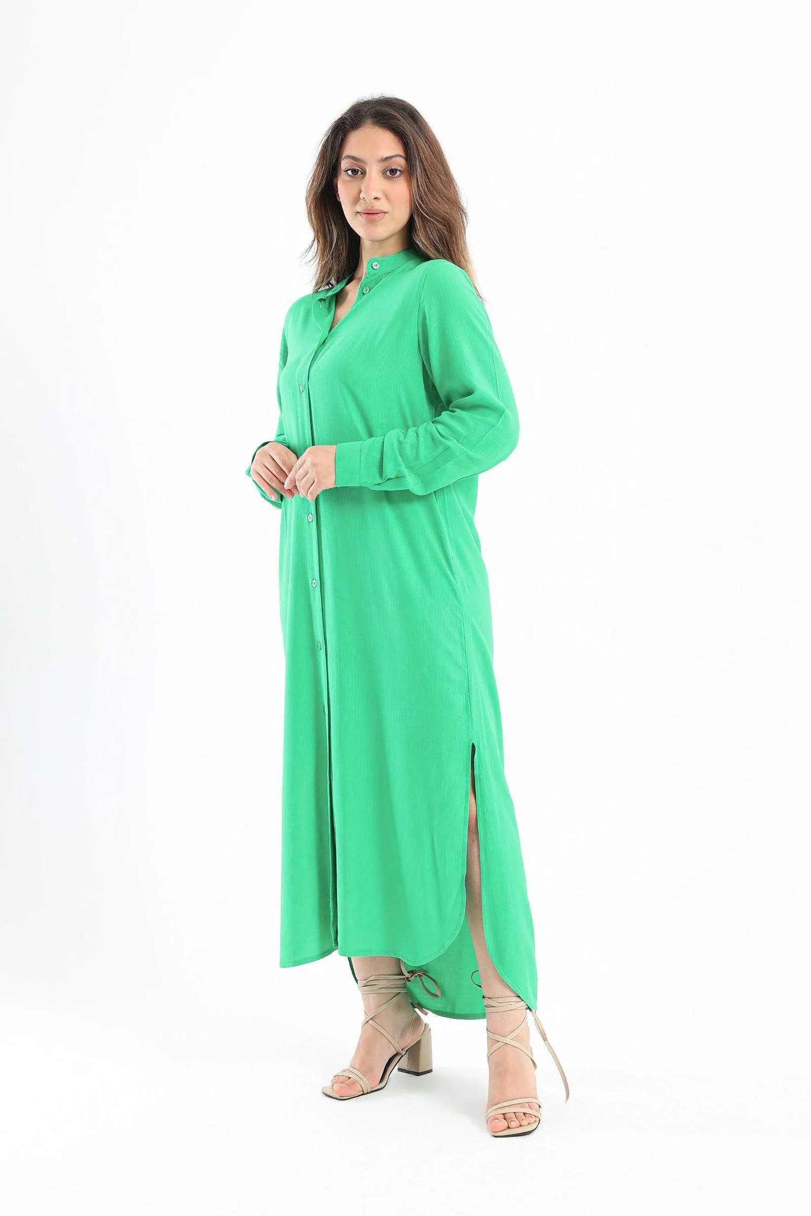 Mandarin Collar Shirt Dress