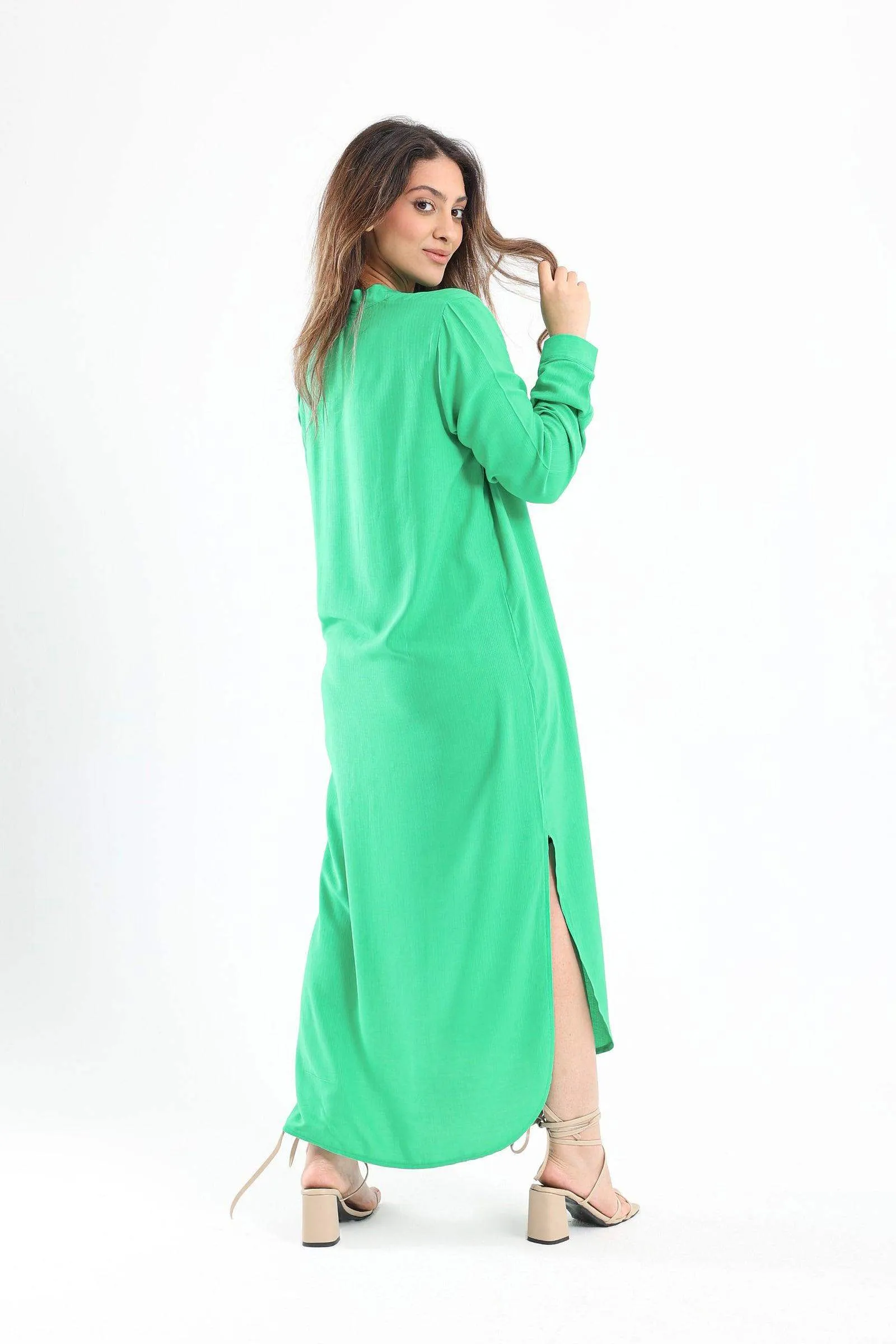 Mandarin Collar Shirt Dress