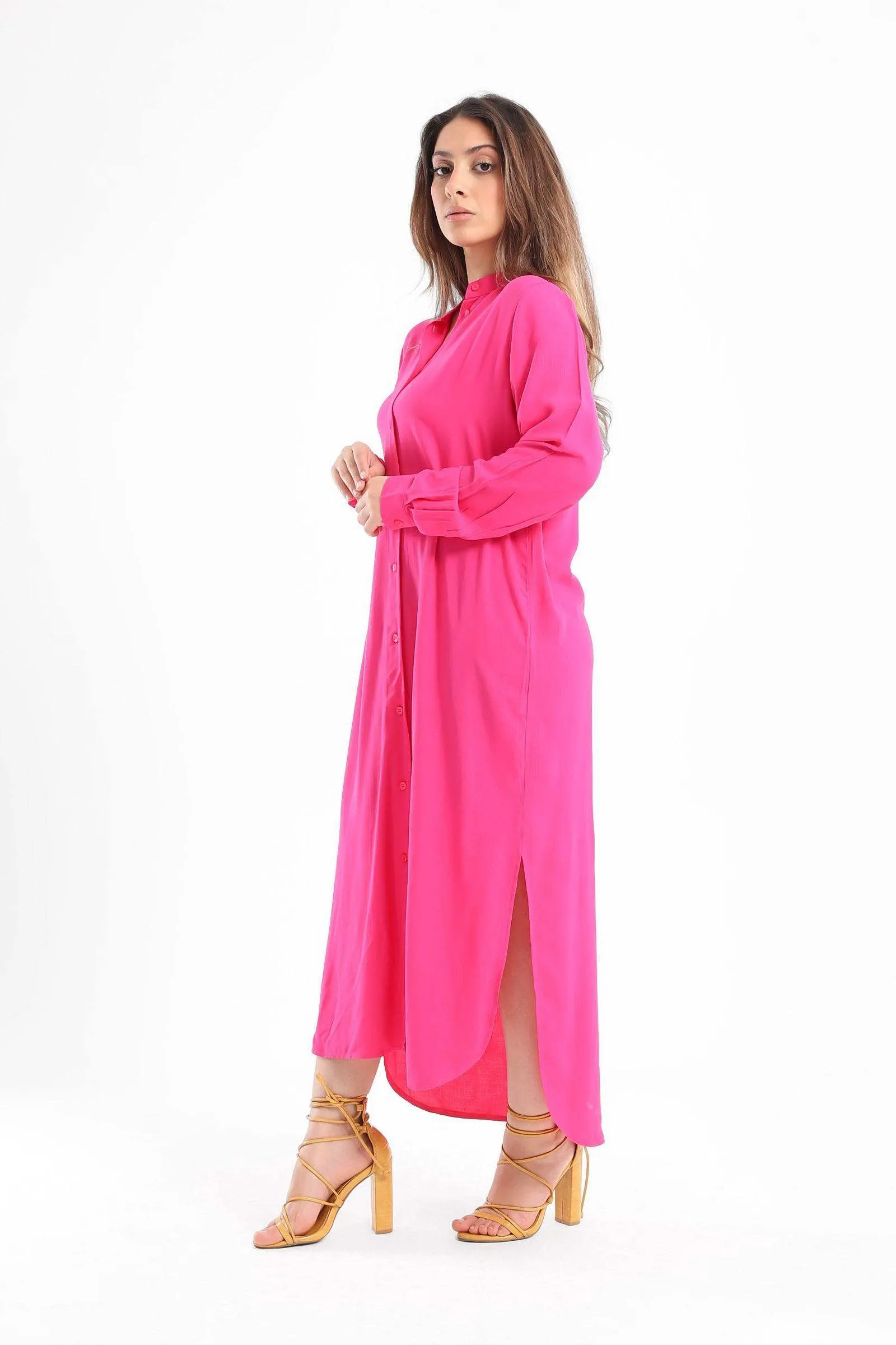 Mandarin Collar Shirt Dress