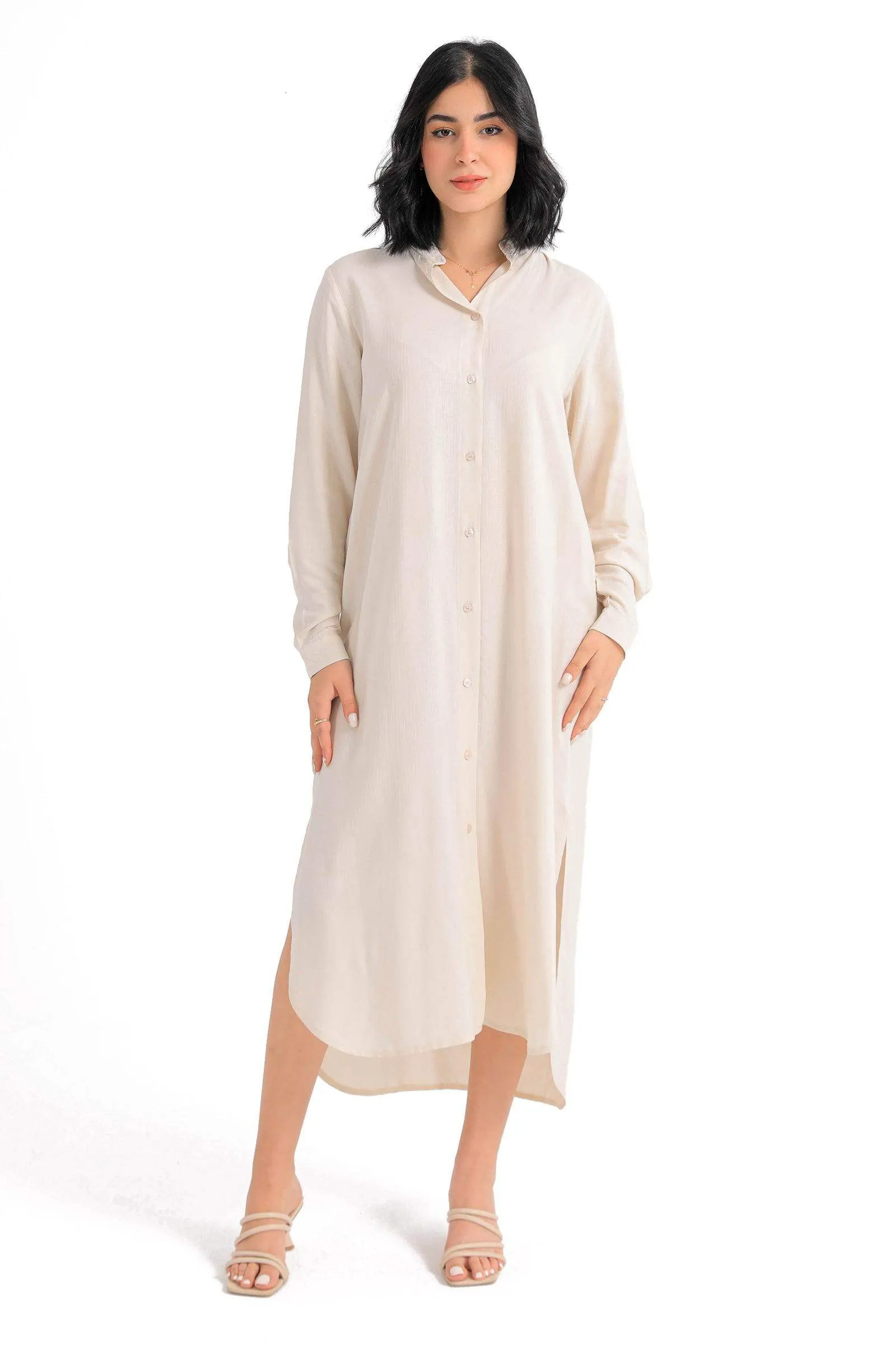 Mandarin Collar Shirt Dress