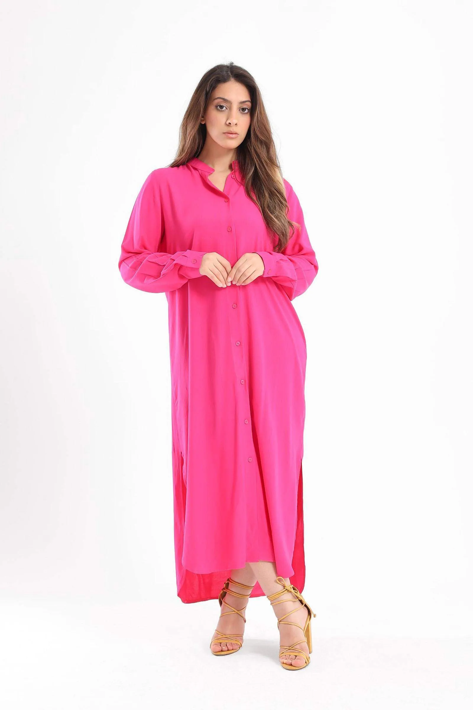 Mandarin Collar Shirt Dress