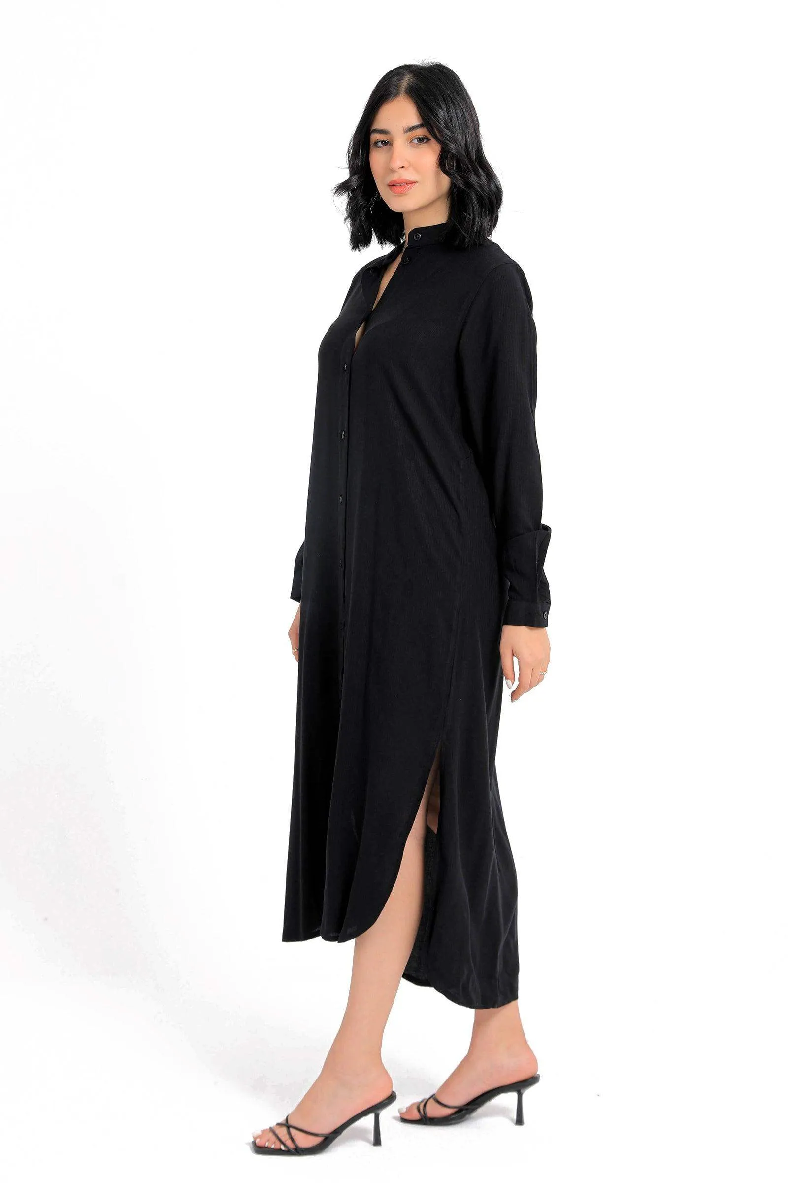Mandarin Collar Shirt Dress