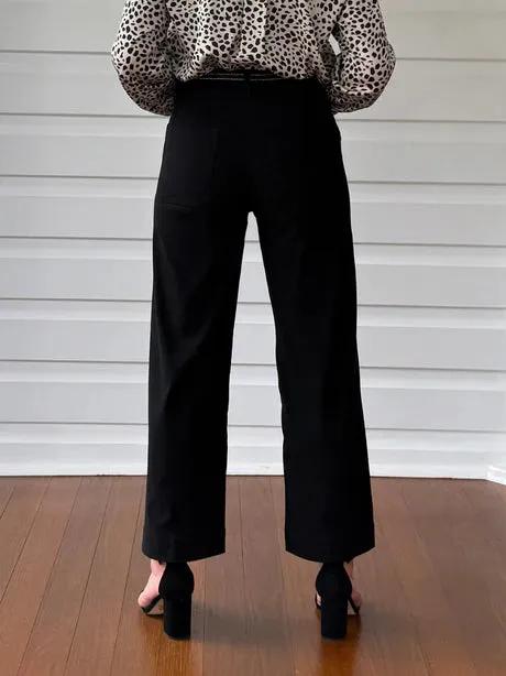 Marine Wide Leg Pant By Threadz  - Black