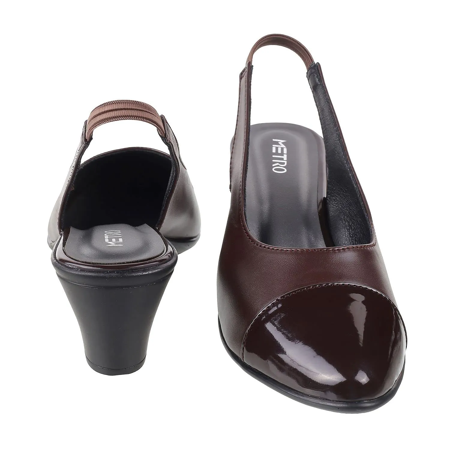 Metro Women's Brown Faux Leather Pointed Heel Formal Fashion Sandal