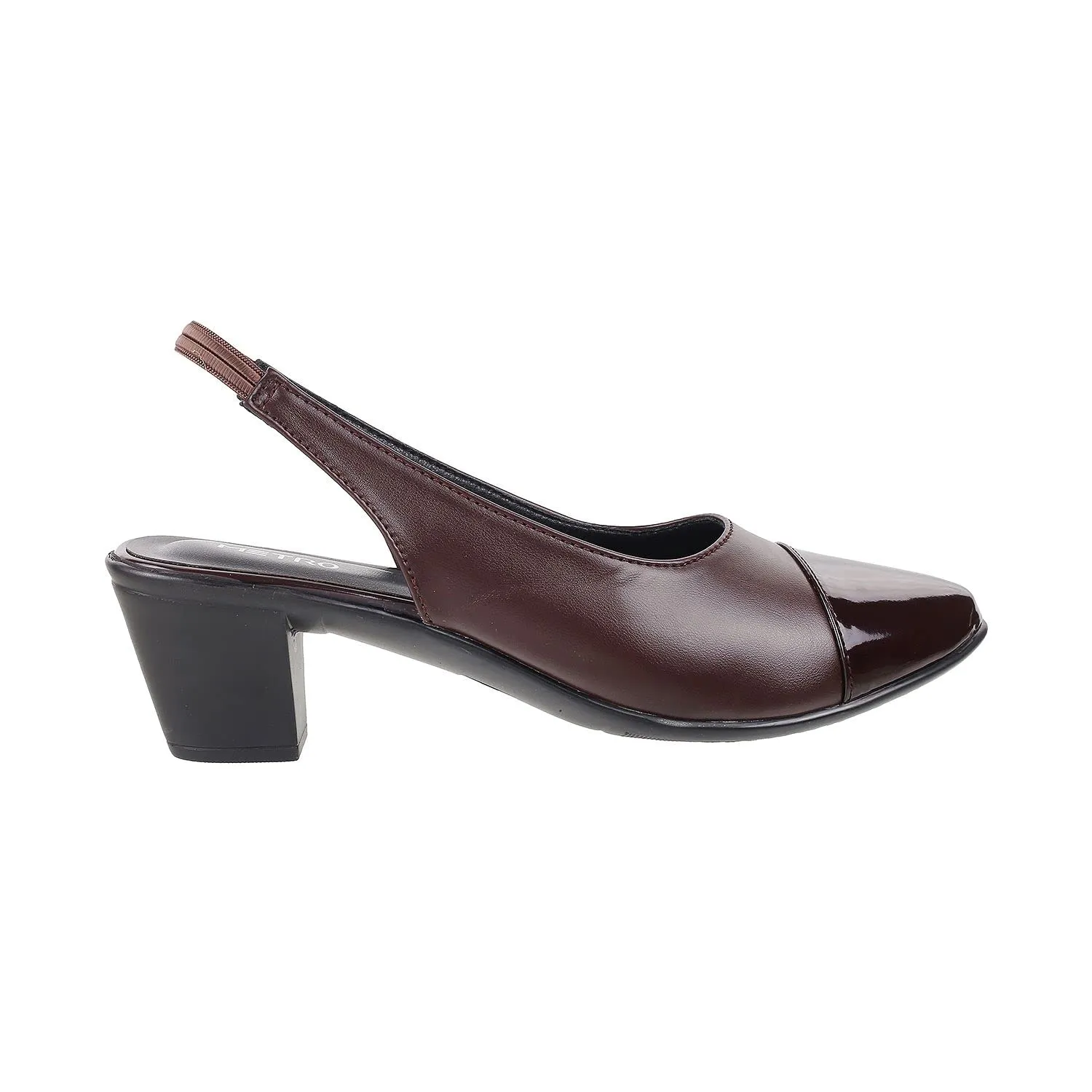 Metro Women's Brown Faux Leather Pointed Heel Formal Fashion Sandal