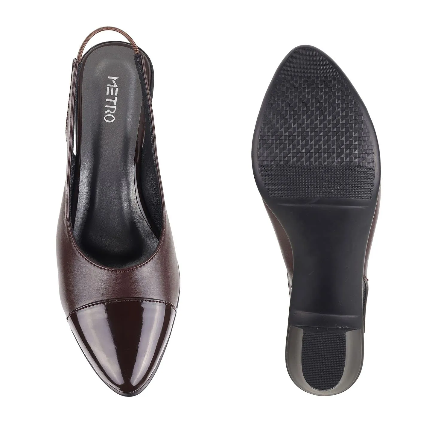 Metro Women's Brown Faux Leather Pointed Heel Formal Fashion Sandal
