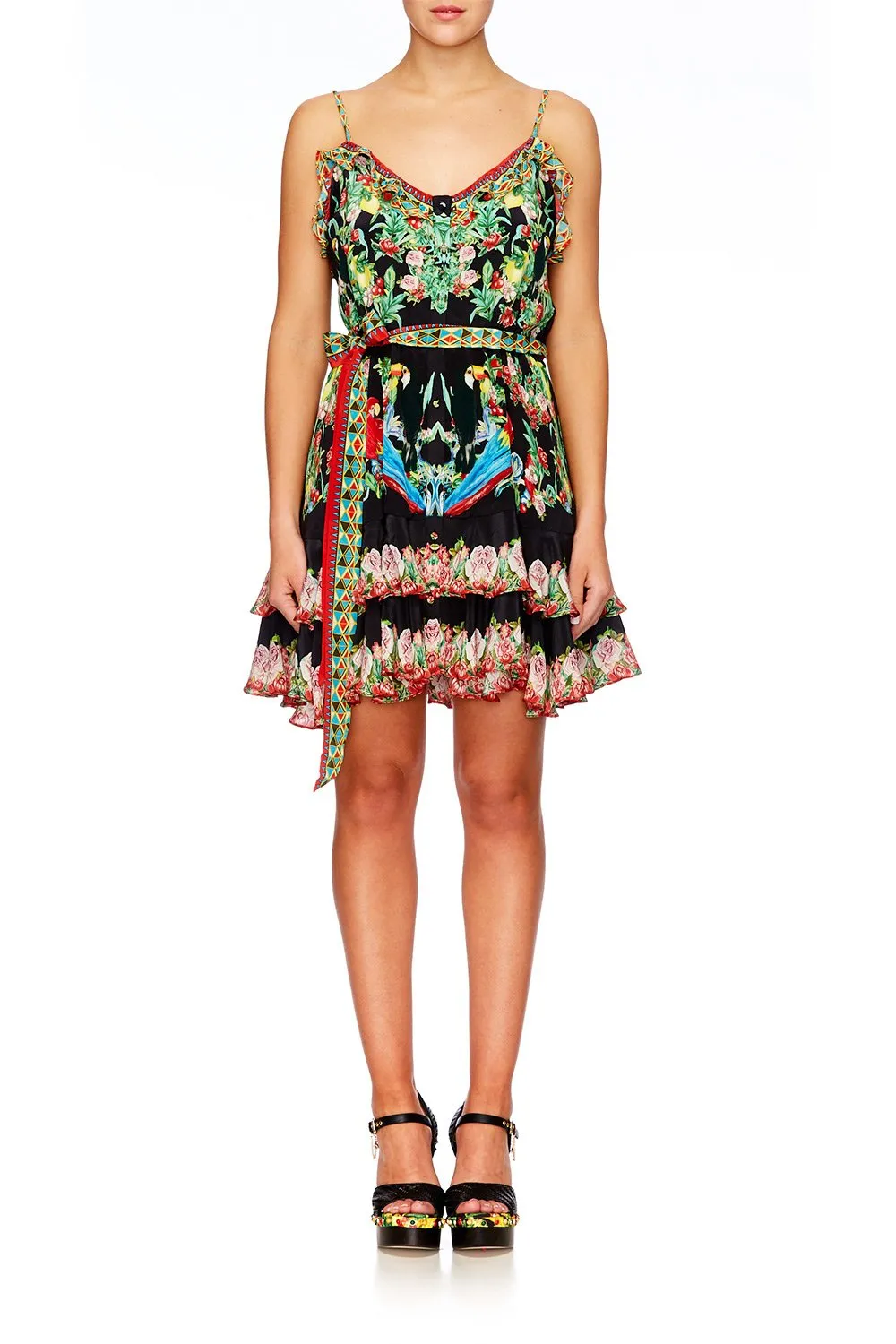 MINI BUTTON DOWN FRILL DRESS TOUCAN PLAY