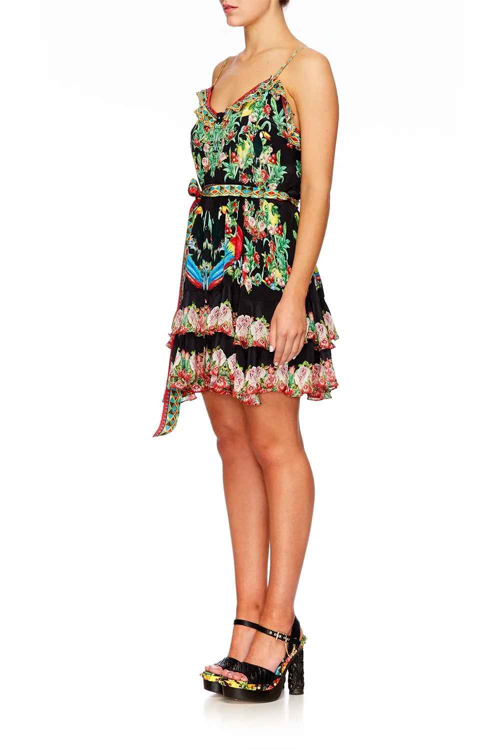 MINI BUTTON DOWN FRILL DRESS TOUCAN PLAY