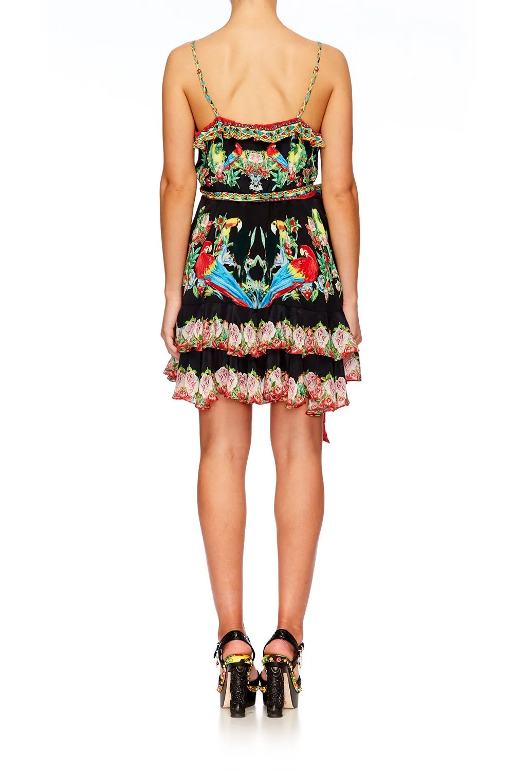 MINI BUTTON DOWN FRILL DRESS TOUCAN PLAY