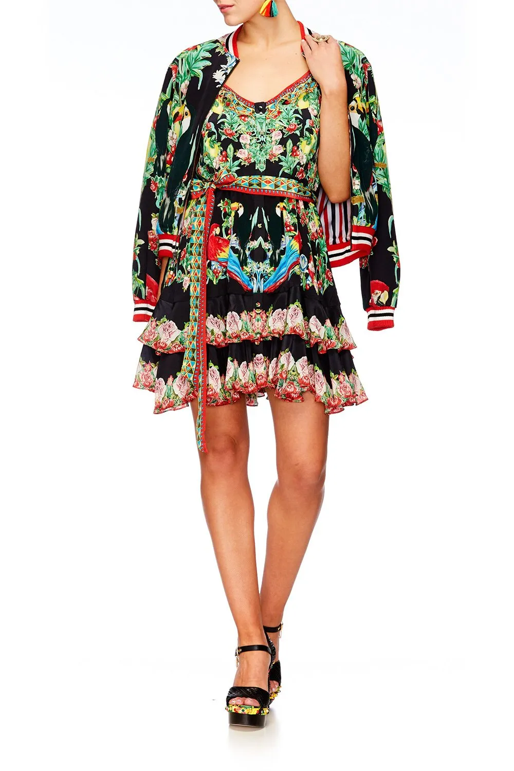 MINI BUTTON DOWN FRILL DRESS TOUCAN PLAY