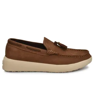 Olive Nubuk Leather Casual Tassel Slip-on