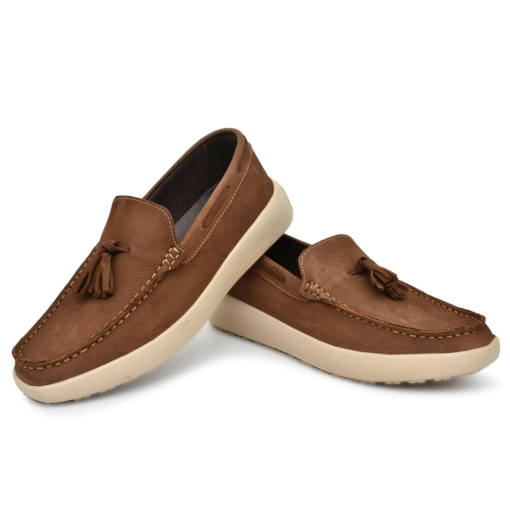 Olive Nubuk Leather Casual Tassel Slip-on