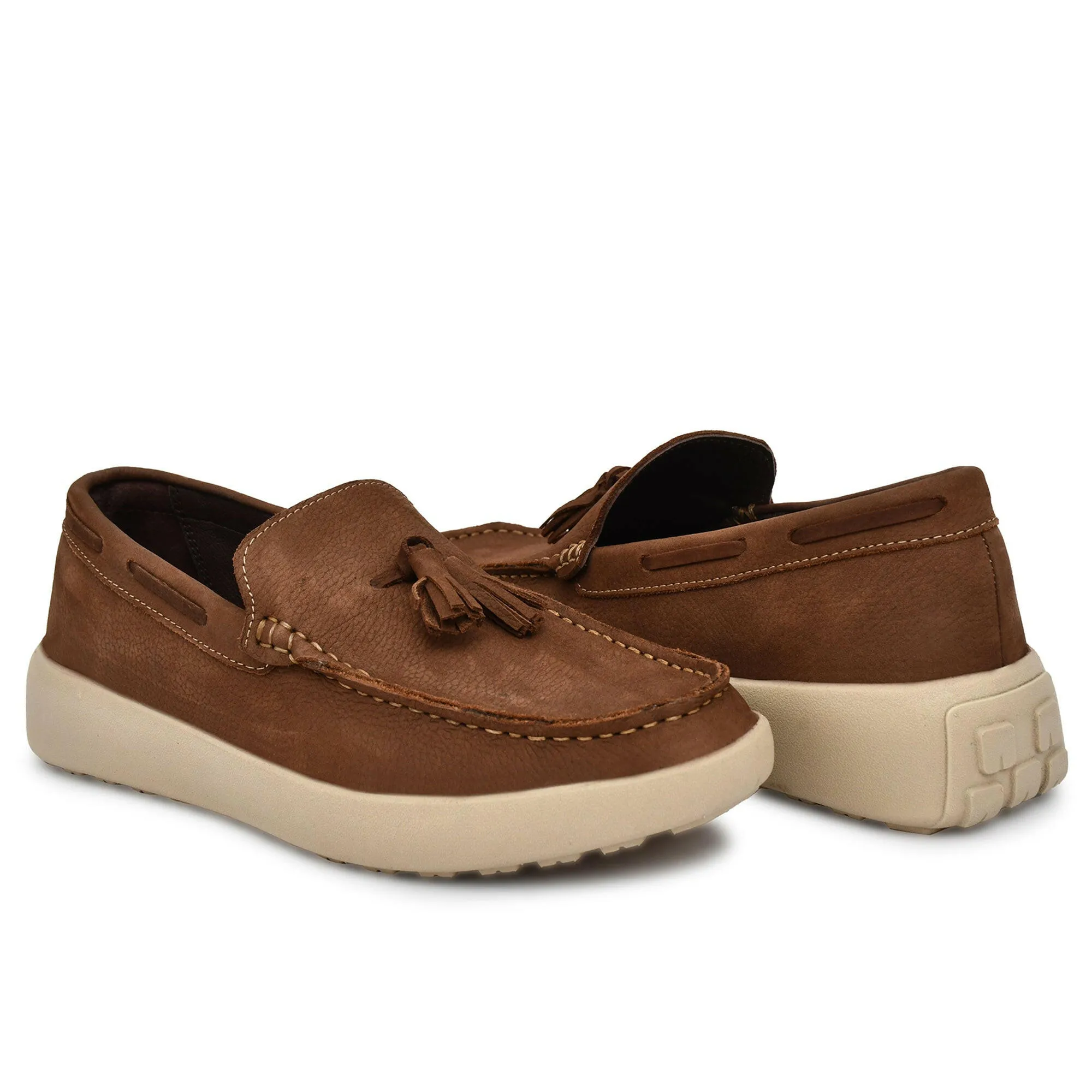 Olive Nubuk Leather Casual Tassel Slip-on