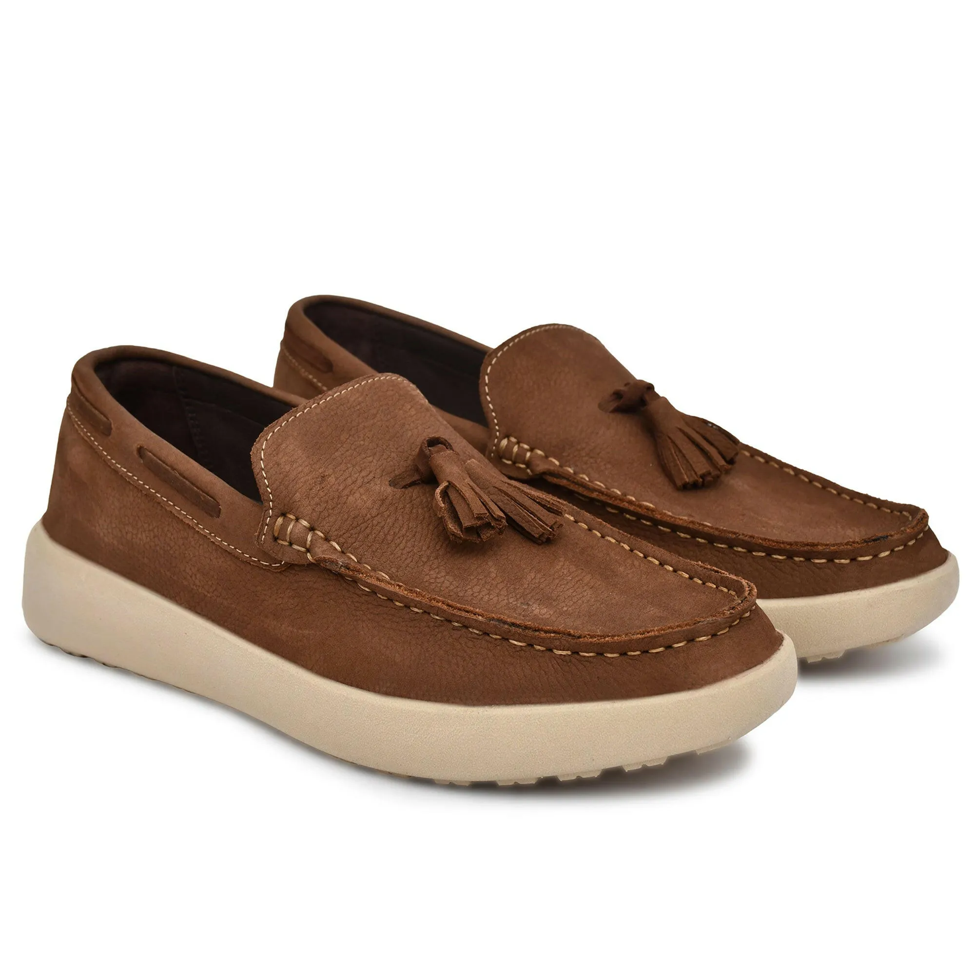 Olive Nubuk Leather Casual Tassel Slip-on