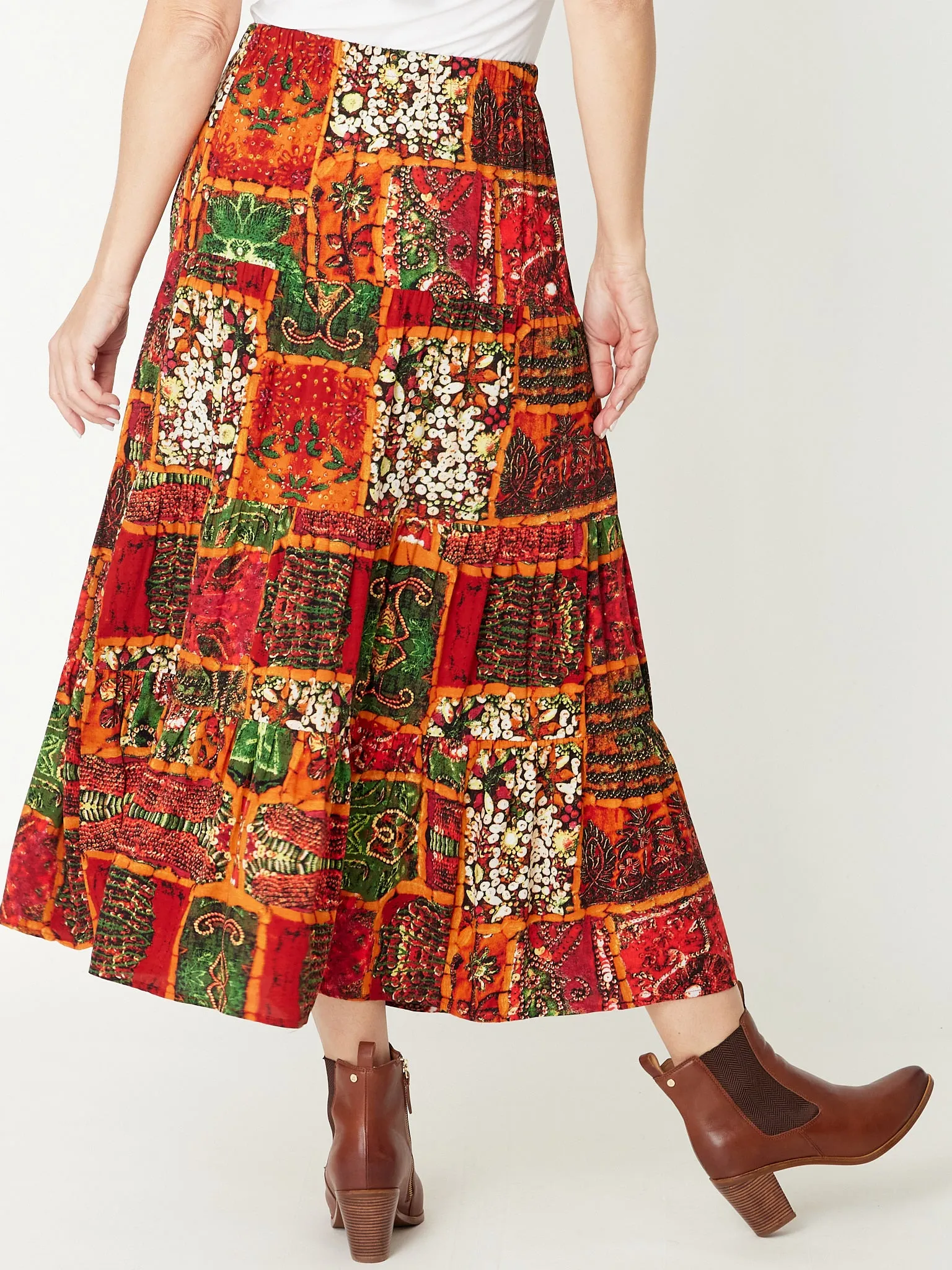 Patchwork Skirt 2 - Orange - 31226