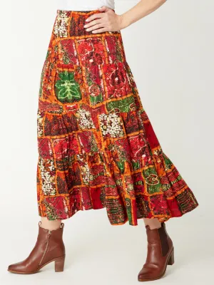 Patchwork Skirt 2 - Orange - 31226