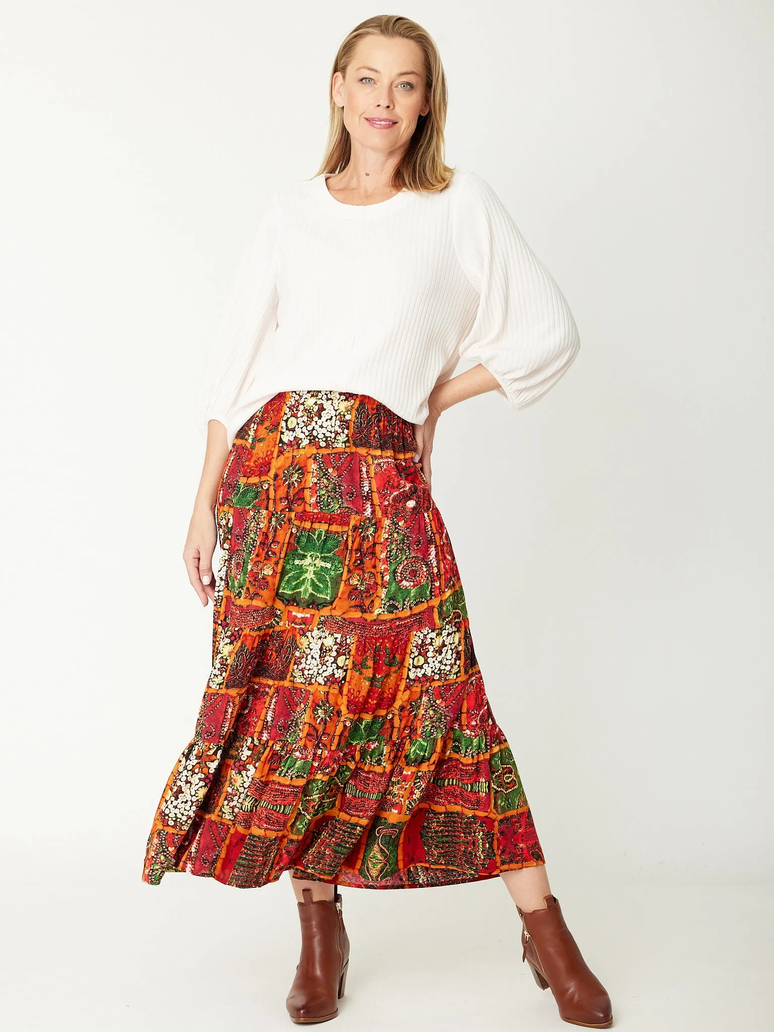 Patchwork Skirt 2 - Orange - 31226