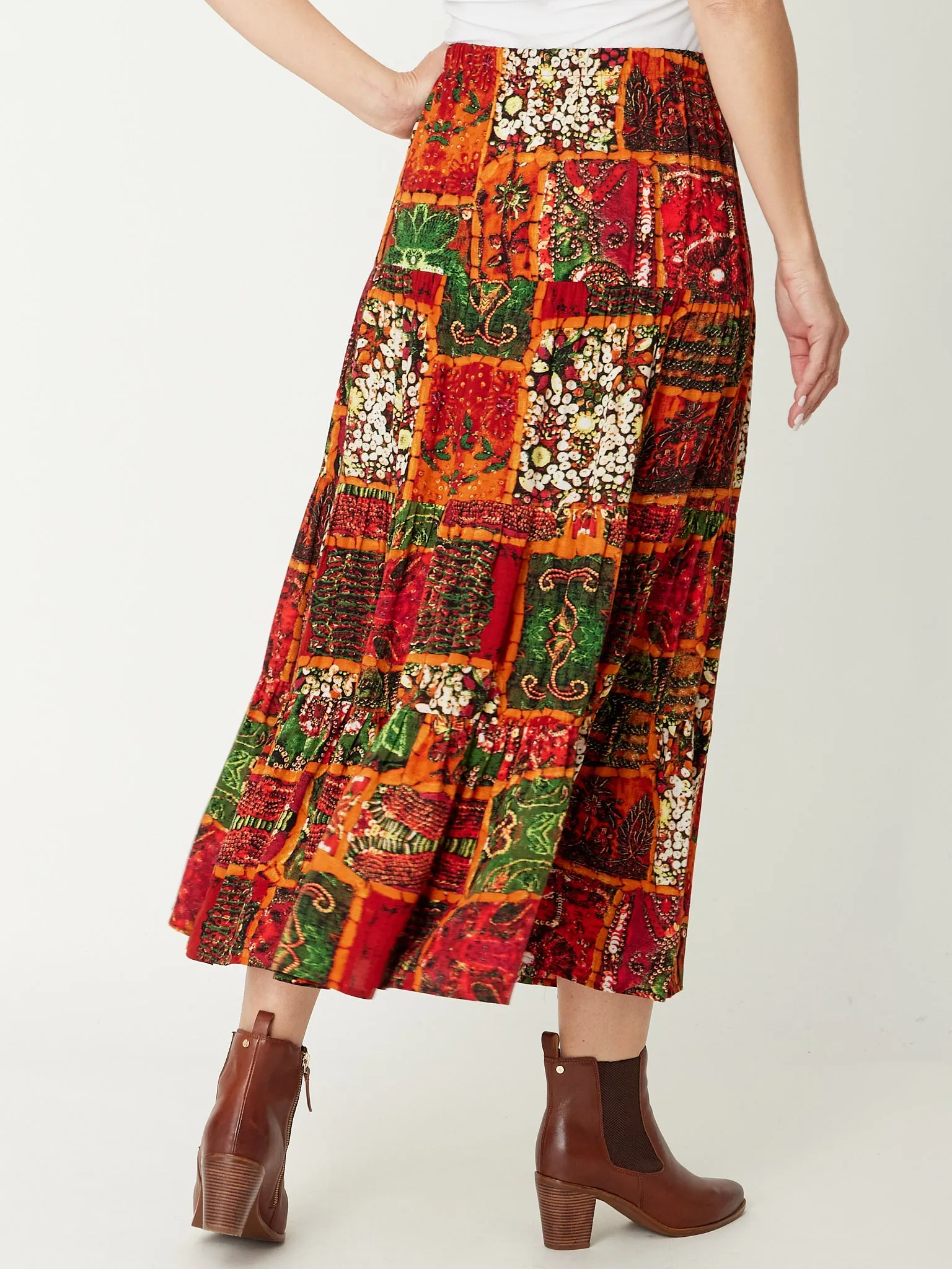 Patchwork Skirt 2 - Orange - 31226