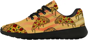Pizza Slice Shoes Women's Men's Tennis Shoes Sport Sneakers Yellow Stripes Pizza Print Running Shoes Gifts for Vegan Lovers,US Size 9 Women/7.5 Men