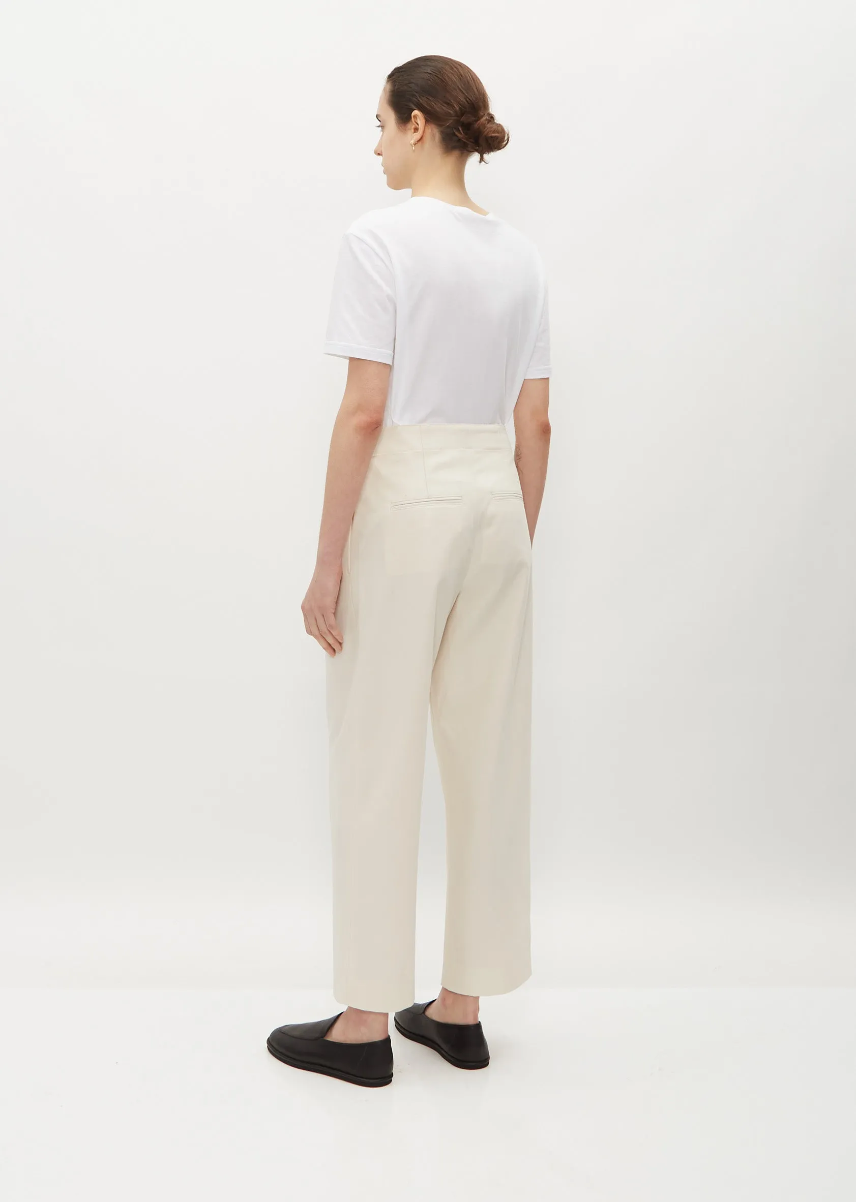 Pleat Front Organic Cotton Drawstring Trouser