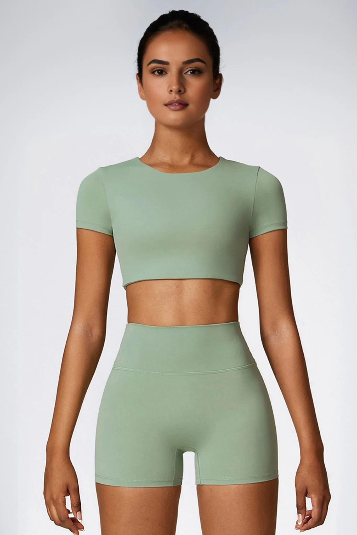 Power Move Crop Tee - Sage Green