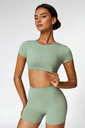 Power Move Crop Tee - Sage Green
