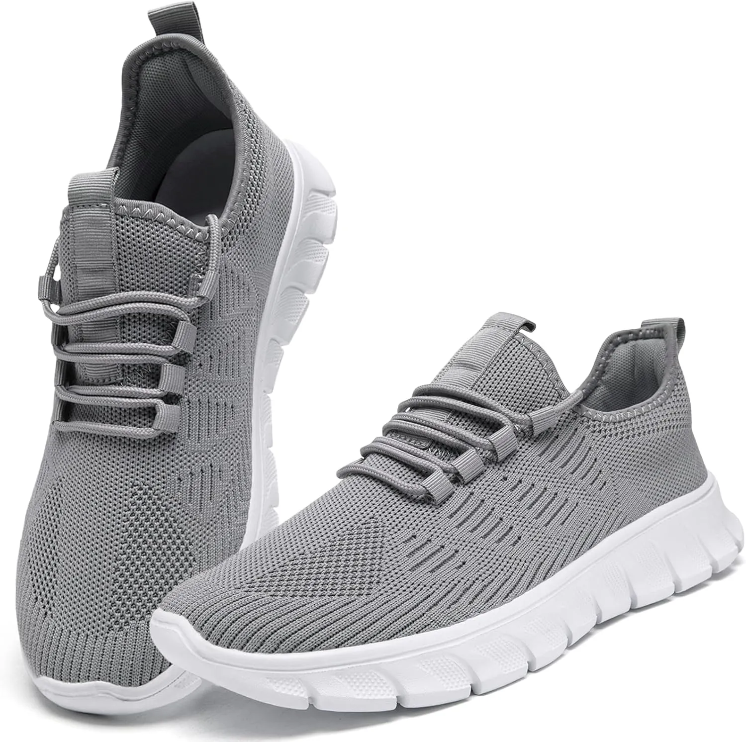 QIJGS Running Shoes for Men Tennis Athletic Gym Sneakers Mesh Lightweight Sports Fashion Workout Casual Shoes-Light Gray-6.5