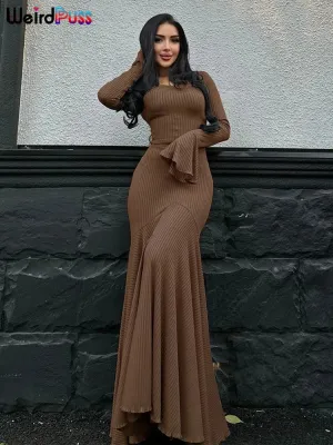 Ribbed Lace-Up Bodycon Dress