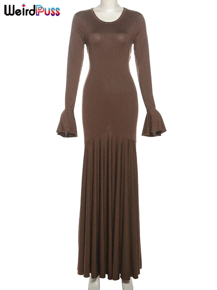 Ribbed Lace-Up Bodycon Dress
