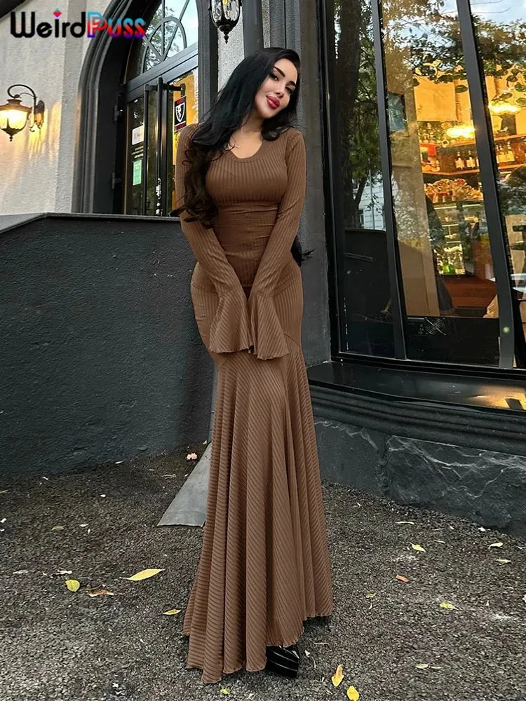 Ribbed Lace-Up Bodycon Dress