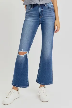 RISEN Distressed High Rise Crop Flare Jeans *ONLINE EXCLUSIVE*