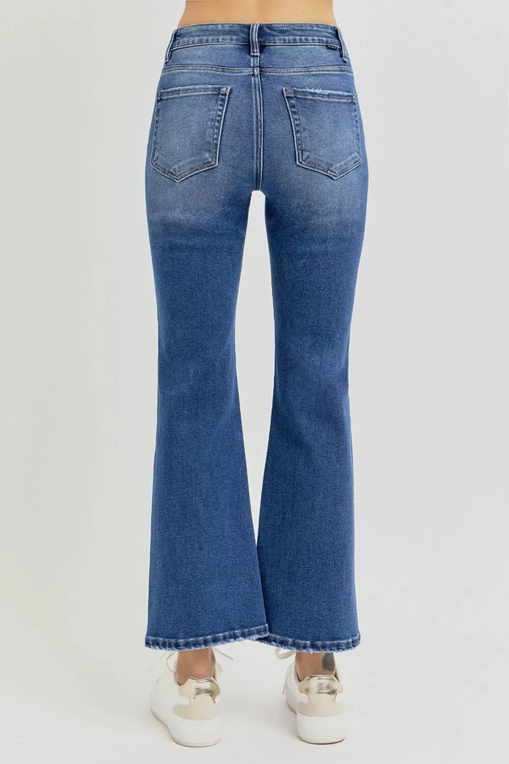 RISEN Distressed High Rise Crop Flare Jeans *ONLINE EXCLUSIVE*